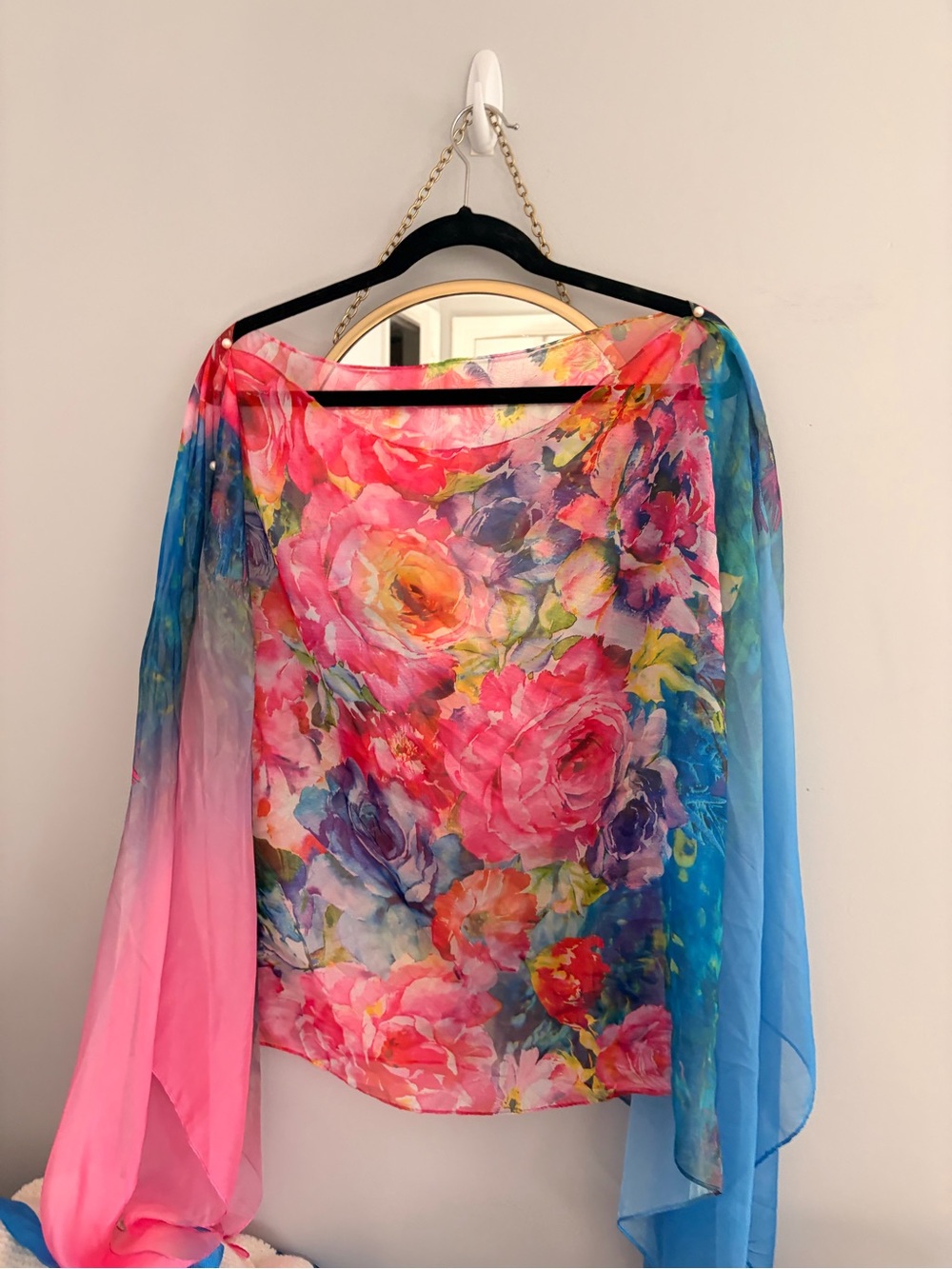 Floral Ombre Chiffon Camisole - Pink & Blue